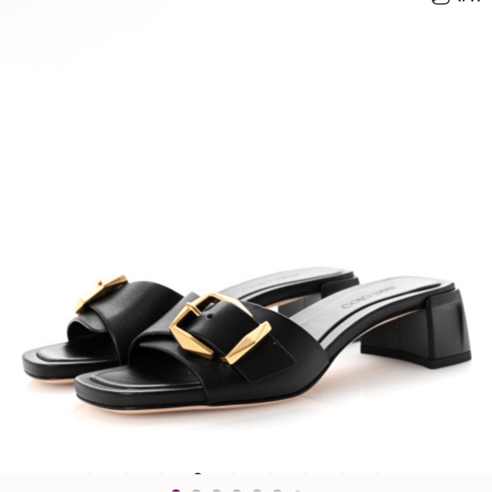 Jimmy Choo Hawke Mule 40 Black Leather Mule Sandals